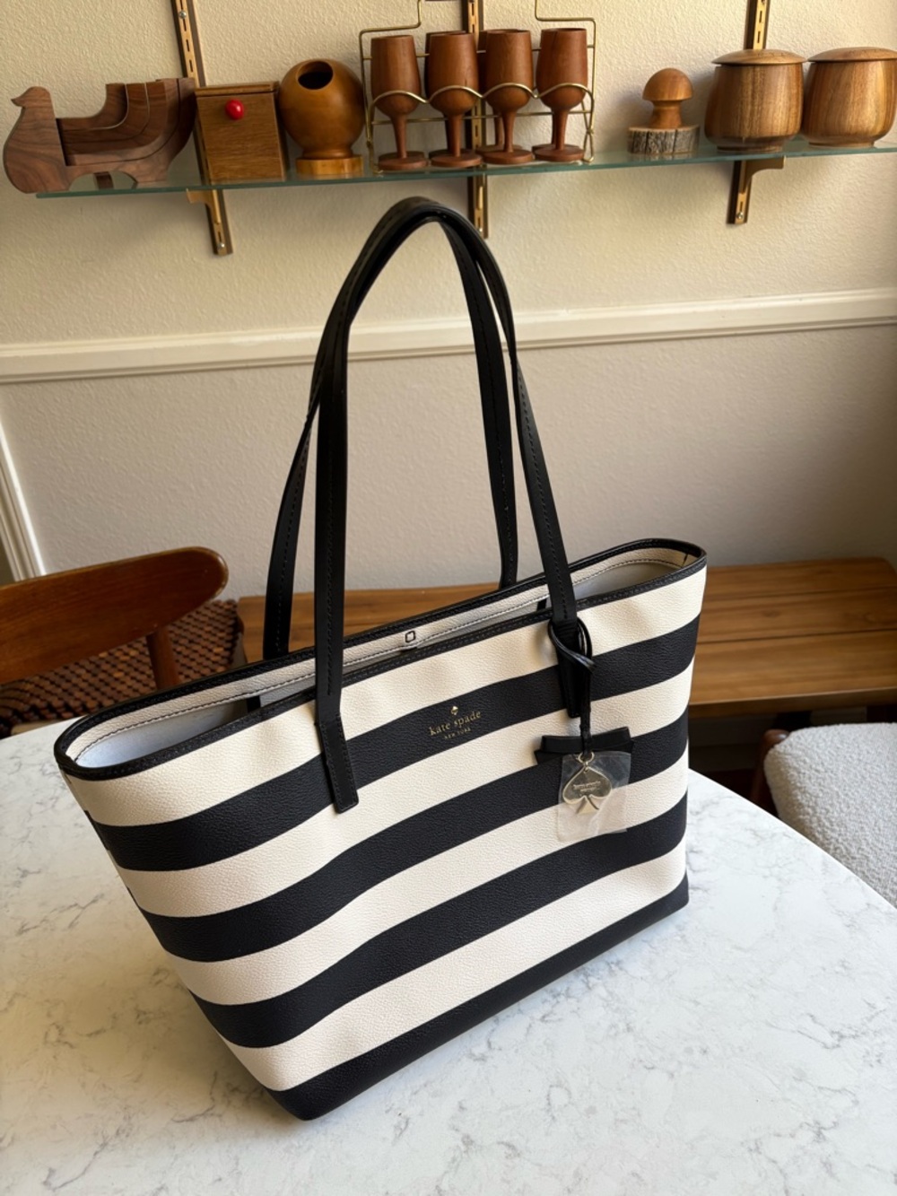 Kate Spade New York Hawthorne Lane Ryan Tote Black & White Striped Bag New
